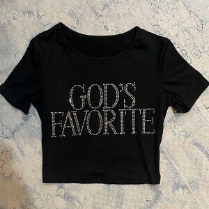 GODS FAVORITE RHINESTONE CROP TOP